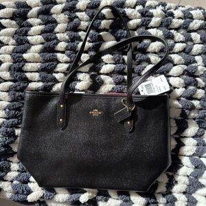 Coach Black Textured Tote Bag